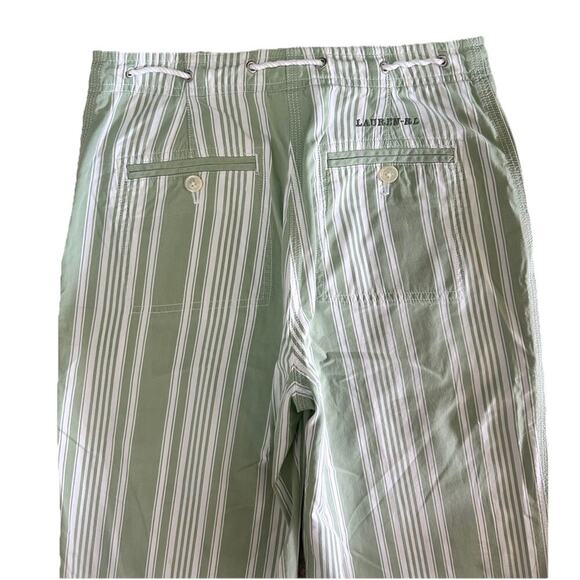 Lauren Ralph Lauren Wide Leg Crop Pants Women's Size 2P Green White Striped - Picture 7 of 7